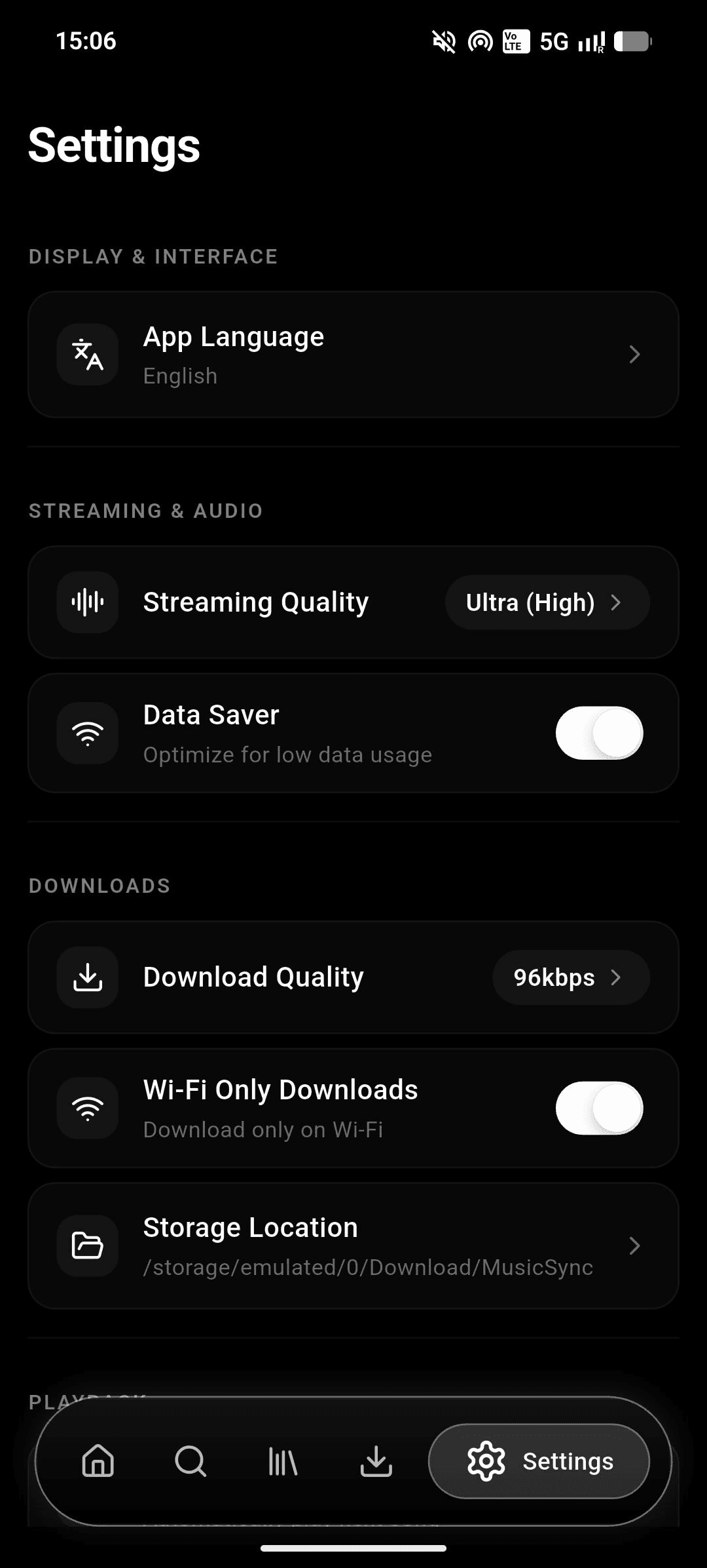 MusicSync screen
